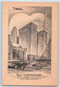 New York City New York NY Postcard The Commodore Hotel Exterior c1940's Vintage