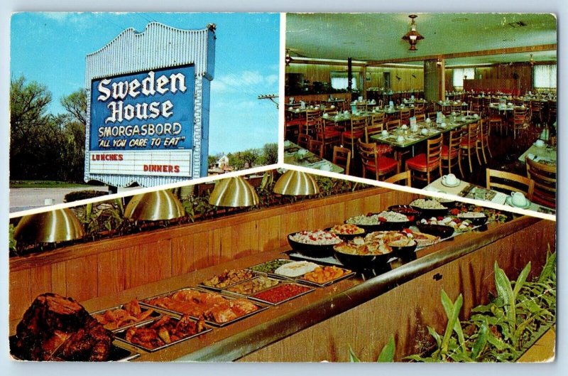 Naperville Illinois IL Postcard Sweden House Smorgasbord c1960 Vintage Antique