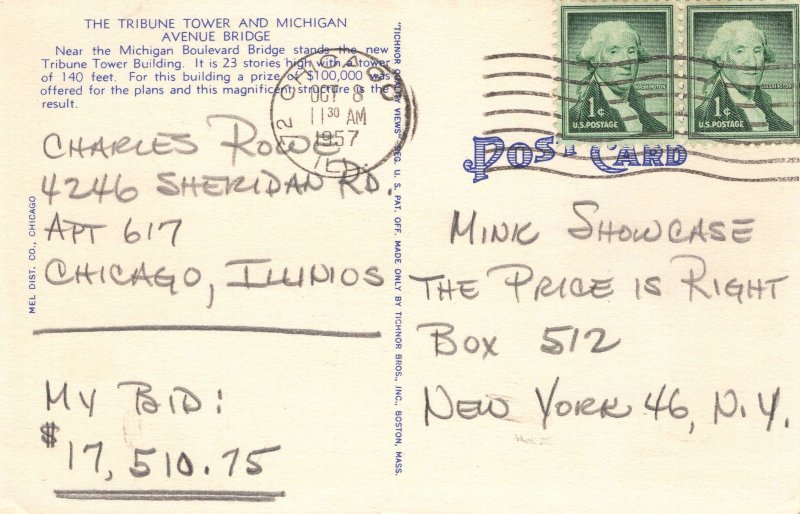 PC6993 TRIBUNE TOWER & MICHIGAN BRIDGE, CHICAGO, IL