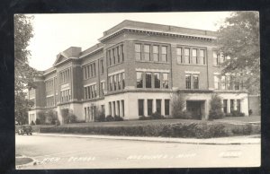 RPPC NEGAUNEE MICHIGAN HIGH SCHOOL VUILDING VINTAGE REAL PHOTO POSTCARD