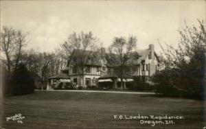 Oregon IL FO Lowden Residence Mansion c1920 Real Photo Postcard