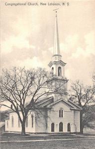 New Lebanon New York Congregational Front Exterior Antique Postcard (K2246)