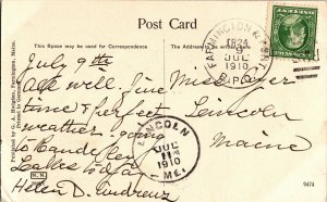 Hotel Willows Farmington Maine WOB Antique Postcard Cancel 1c Stamp PM Lincoln 