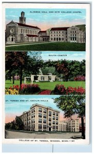 c1920 Alverna Hall College Chapel Campus Multiview Winona Minnesota MN Postcard