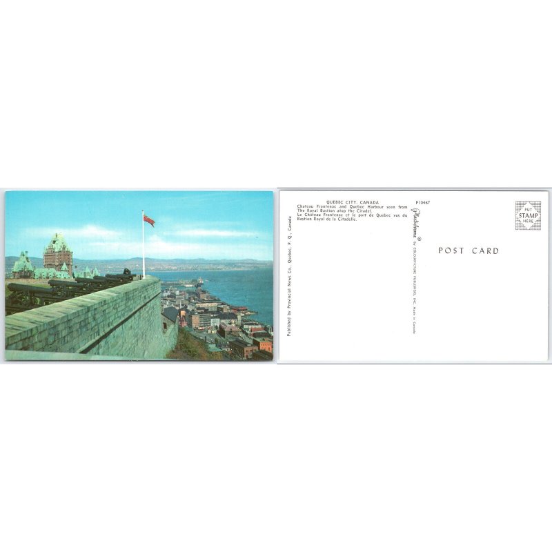 Postcard Quebec City Chateau Frontenac and Harbour View