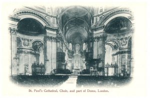 St Pauls Cathedral Choir And Part Of Dome London Black And White Postcard