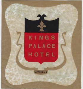 Greece Athens Kings Palace Hotel Vintage Luggage Label lbl1627 
