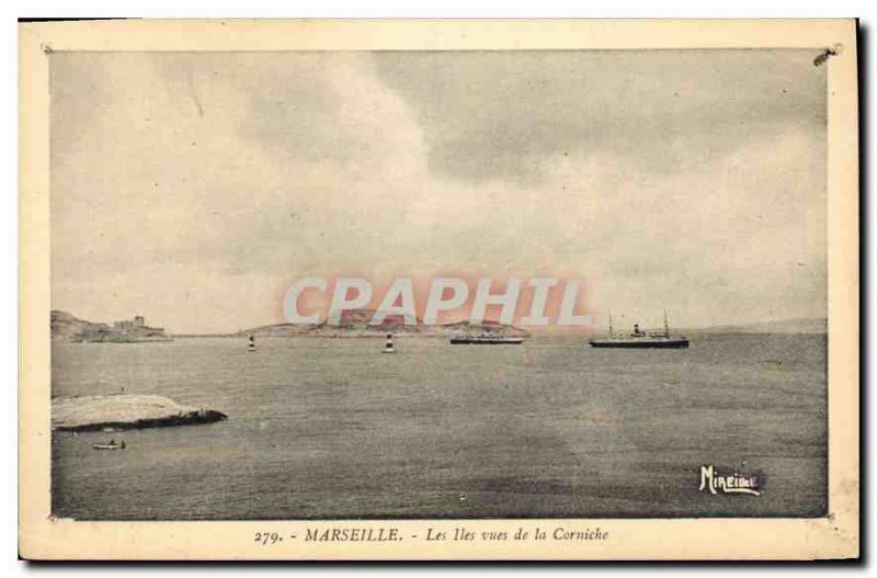 Old Postcard Marseille Islands views of the Corniche