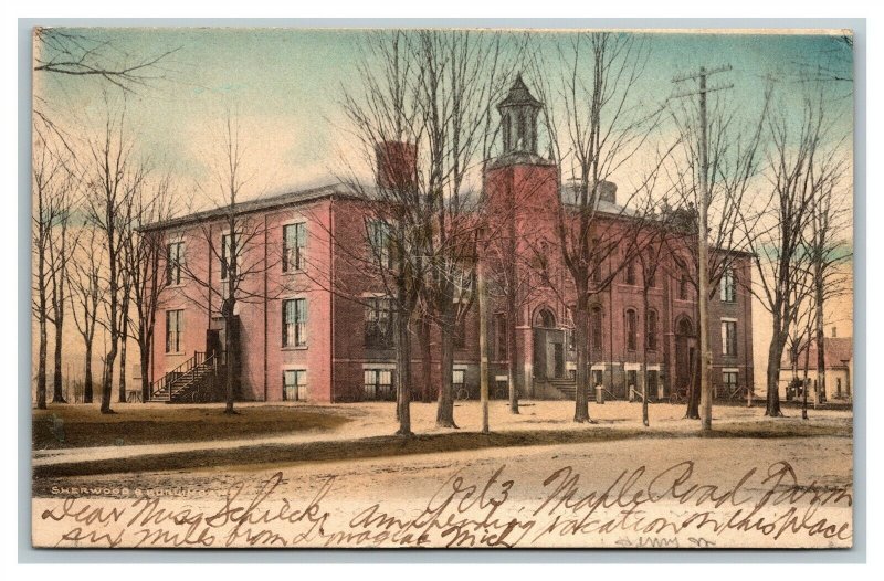 1907 Hand Colored Postcard Central School Dowagiac Michigan pc1704