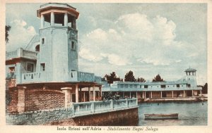 Vintage Postcard Isola Brione Sull'Adria Stabilimento Bagni Saluga