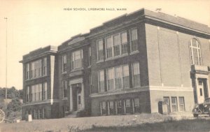 High School LIVERMORE FALLS, MAINE Androscoggin County ca 1930s Vintage Postcard