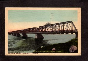 QC PQ Victoria Bridge St Lawrence River Montreal Quebec Carte Postale Postcard