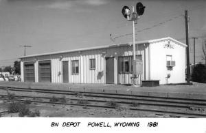 Powell Wyoming BN Railroad Depot Real Photo Antique Postcard K99266