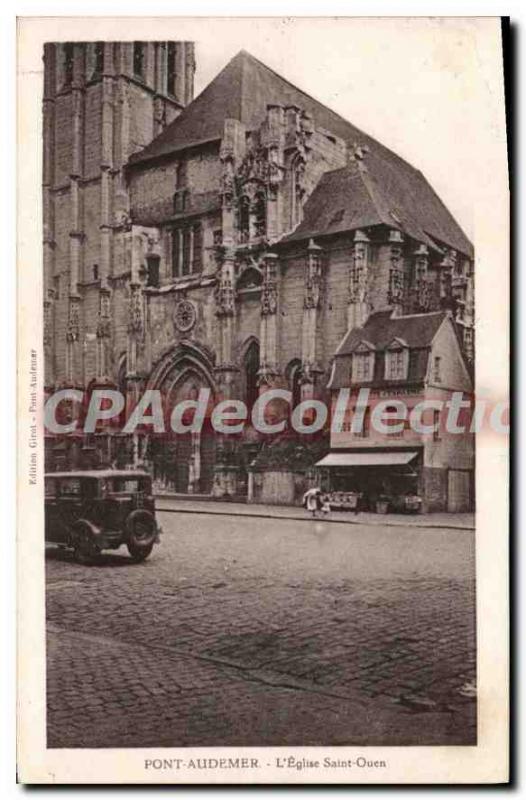 Old Postcard Pont Audemer Saint Ouen Church