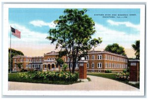 c1940 Eastern Star Masonic Home Building Entrance Rockford Illinois IL Postcard