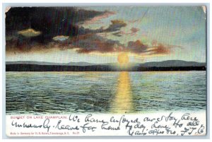 1906 Scenic View Of Sunset On Lake Champlain Burlington Vermont VT Postcard