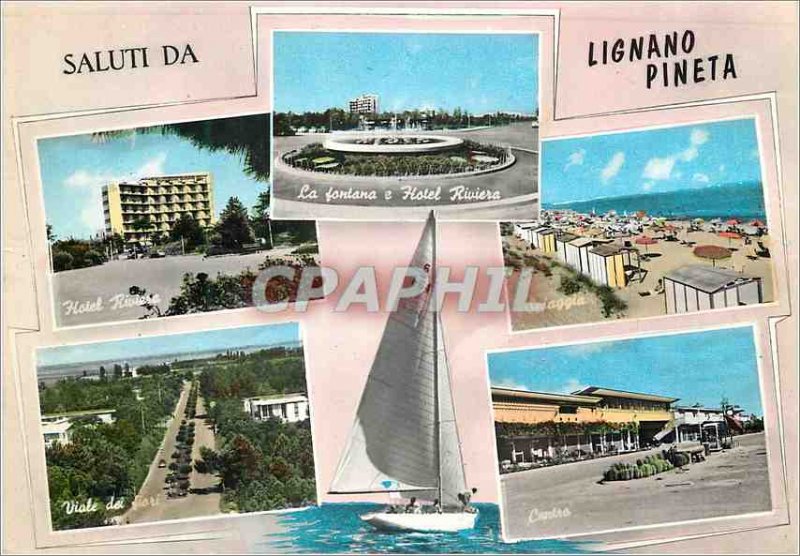 Postcard Modern Saluti da Lignano Pineta Boat