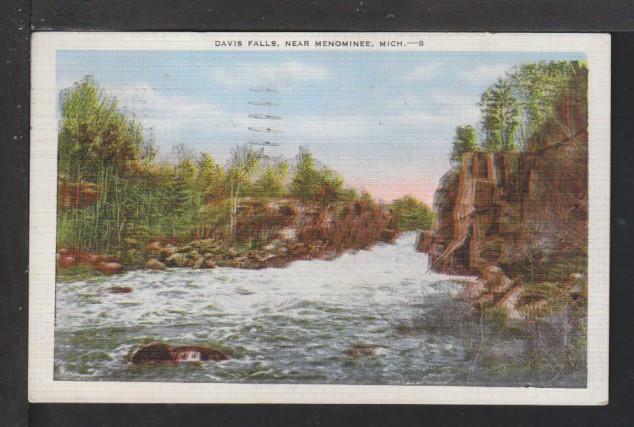 Davis Falls Near Menominee,MI Postcard 