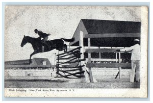 Syracuse New York NY, Cowboy Horse High Jumping New York State Fair Postcard