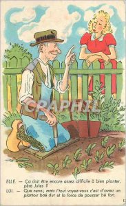 Old Postcard It's got to be still quite difficult to Planting Well father Jul...