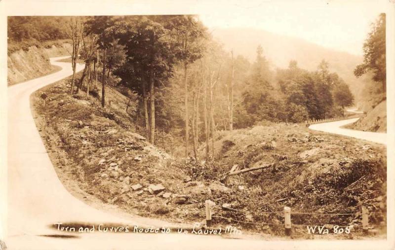 Laurel Mountain West Virginia Turn And Curves Real Photo Antique Postcard K93213
