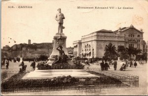 Postcard France Cannes Monument Edouard VII Le Casino Sent to US AEF 1919 F26