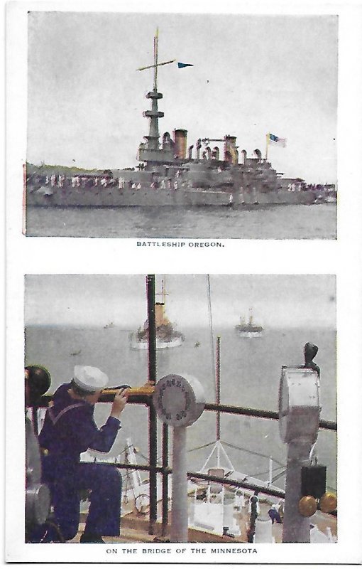Battleship Oregon & On the Bridge of the Minnesota US Navy