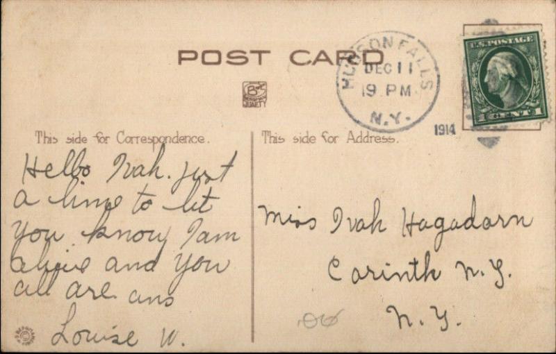 Christmas - Little Girl Watching Out the Window c1910 Postcard