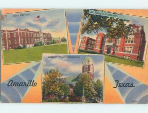 Linen THREE VIEWS ON ONE POSTCARD Amarillo Texas TX Q9856