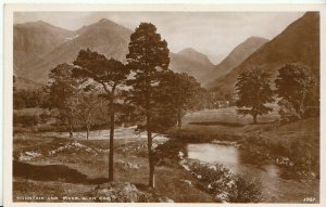 Scotland Postcard - Mountain and River - Glen Coe - Argyll - Real Photo ZZ1230