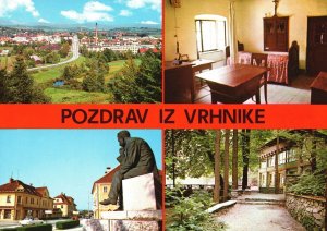 Postcard Pozdrav Iz Vrhnike Monument Buildings Park Vrhnika Slovenia