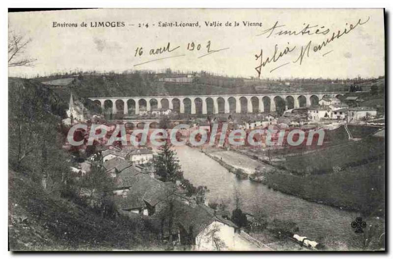 Old Postcard About Limoges Saint Leonard valley of the Vienna