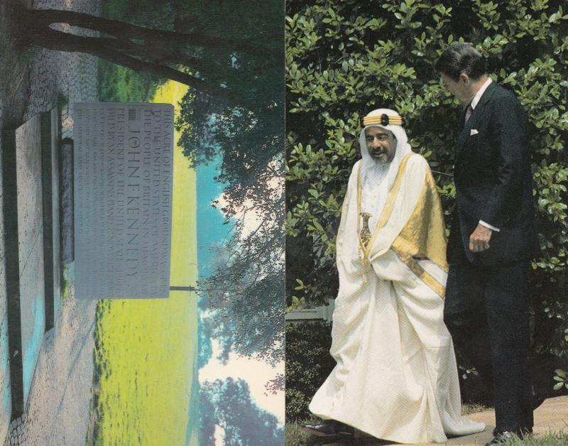 President Reagan with Bahrain Emir Kennedy Memorial 2x Postcard s