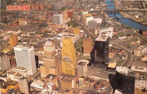 NEWARK NEW JERSEY~AERIAL VIEW~FIRST NATIONAL STATE BANK + PRU BLG POSTCARD 1980s