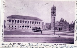 13240 Trolley Car at the Public Library, New Old South Church Boston, Mass.1908