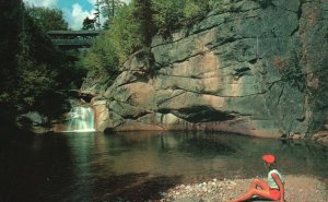 Vintage Postcard The Water Pool Sentinel Pine Bridge Franconia New Hampshire NH