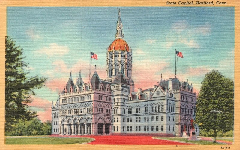 Vintage Postcard State Capitol French Gothic Building Hartford