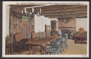 New York OLD FORT NIAGARA interior Council Chamber of Sir William Johnson LINEN