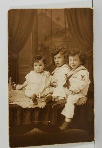 Utica New York Studio Rppc Cute Children in Sailor Suits c1920 Postcard N18