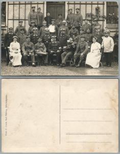 RED CROSS OFFICERS NURSES WWI ANTIQUE GERMAN REAL PHOTO POSTCARD RPPC GUITAR