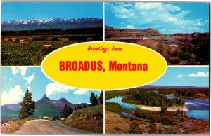 Multi View, Greetings from Broadus MT Vintage Postcard E75