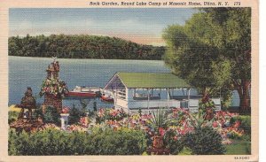 Postcard Rock Garden Round Lake Camp Masonic Home Utica NY