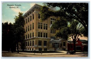 c1910's Masonic Temple Exterior Roadside Quincy Illinois IL Unposted Postcard