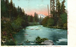 Vintage Postcard 1910s Uppers Sacramento River Mt. Shasta in Distance California