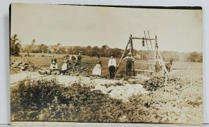 Farming Family Unique Horse Pulley Hoisting Mechanism Real Photo Postcard O16