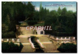 Old Postcard Rennes Jardin des Plantes Monumental Staircase