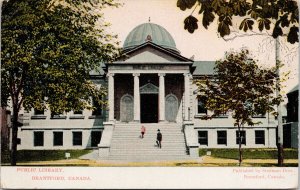 Public Library Brantford Ontario ON c1907 Stedman Postcard F84