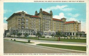 Beach Hotel Galvez 1930s Seawall Texas roadside Teich postcard 10076