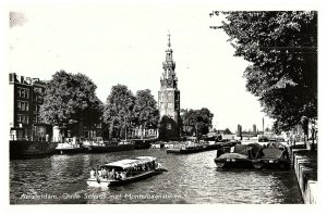 Vintage Amsterdam Oude Schans met Montelbaanstoren Ferry Postcard