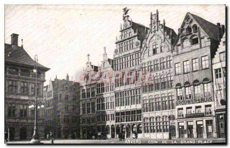 Old Postcard Antwerp corner of the main square